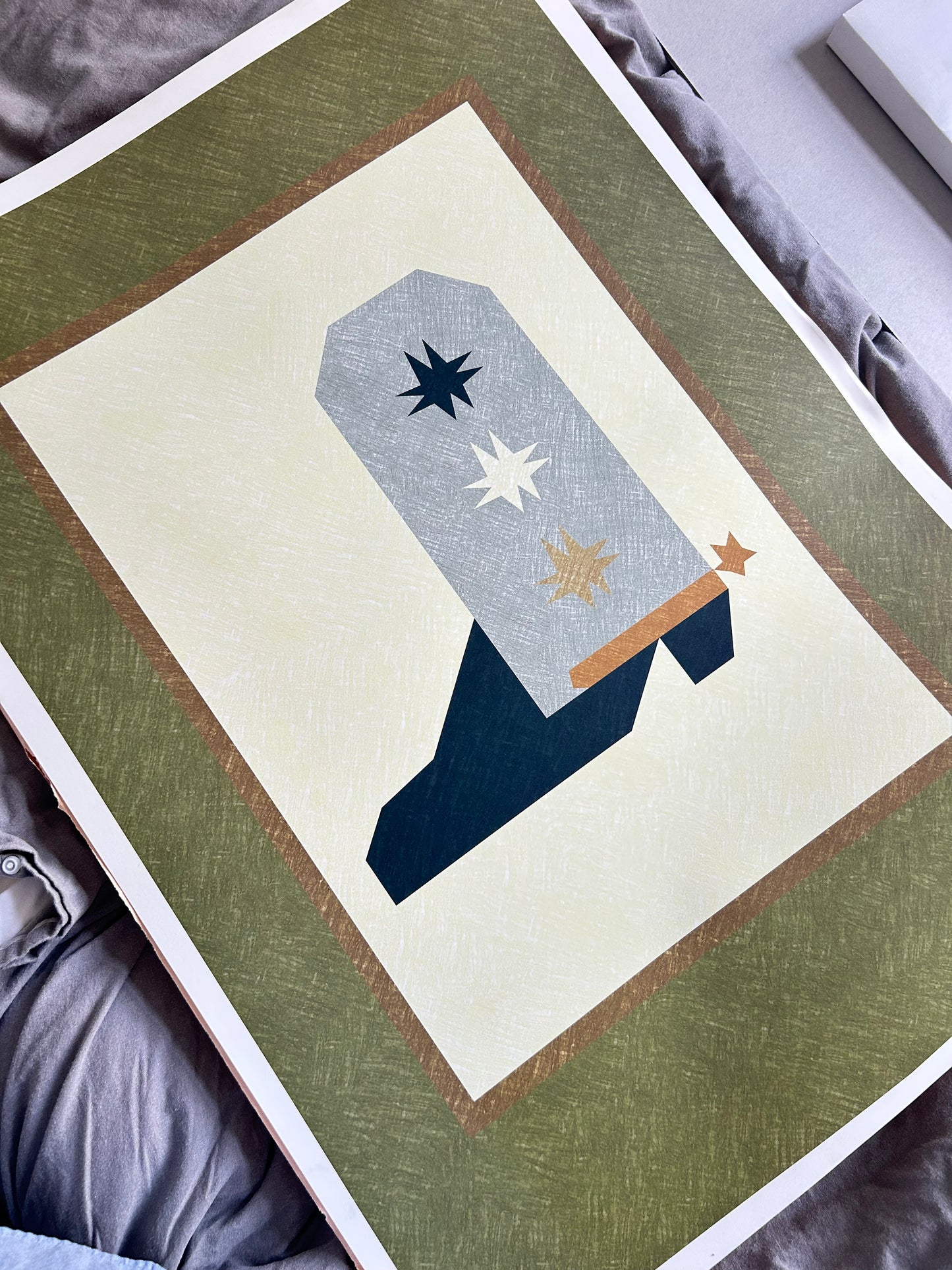 Cowboy boot plakat 50 X 70 cm - Olivengrøn