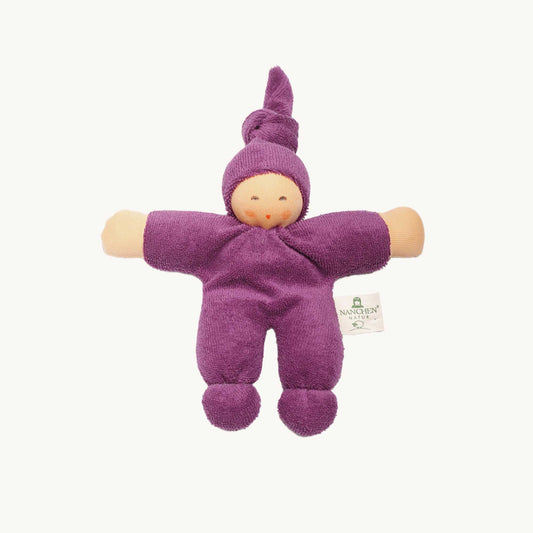 Håndlavet babydukke - Lilla, 17 cm