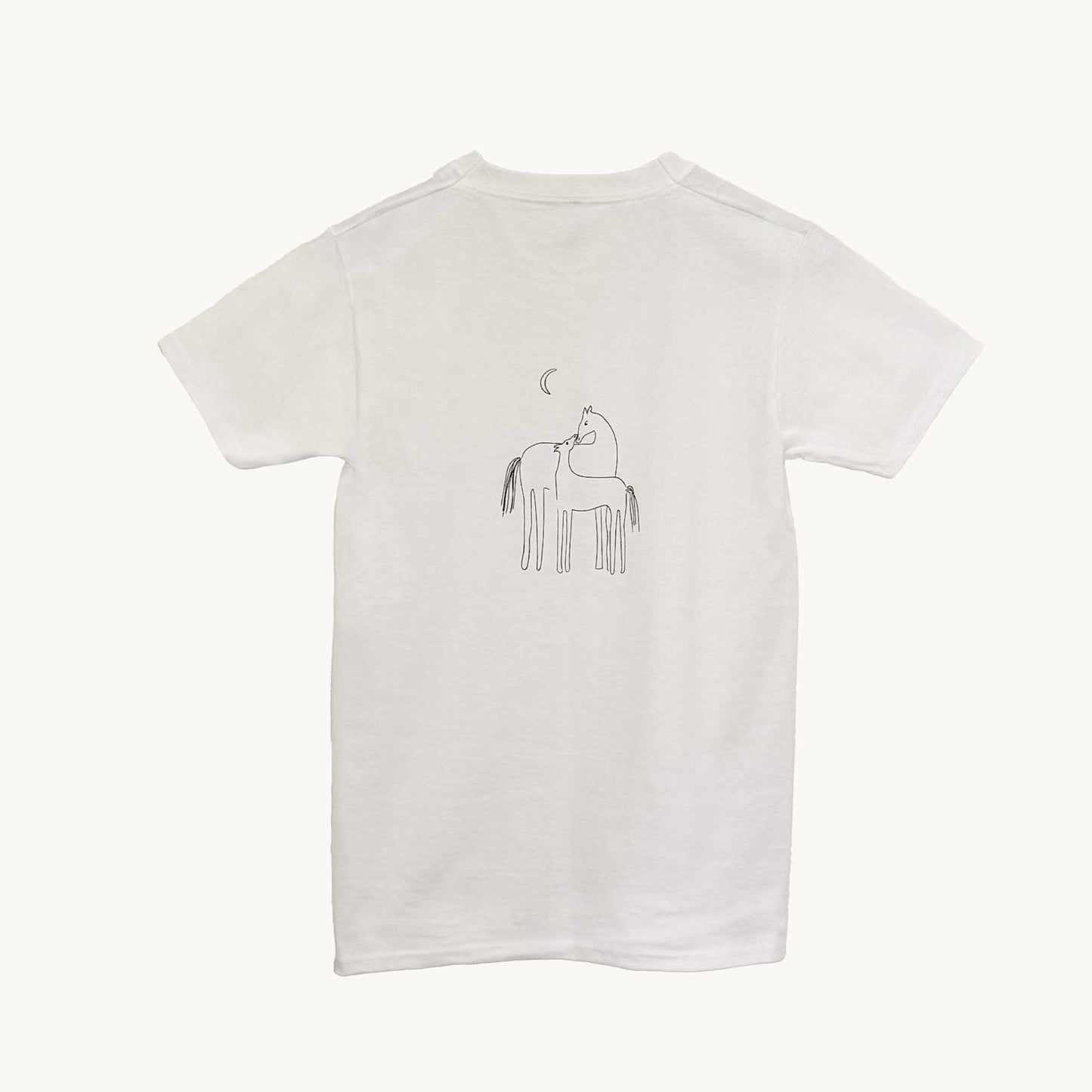 Hvid tee - hest med føl - voksen