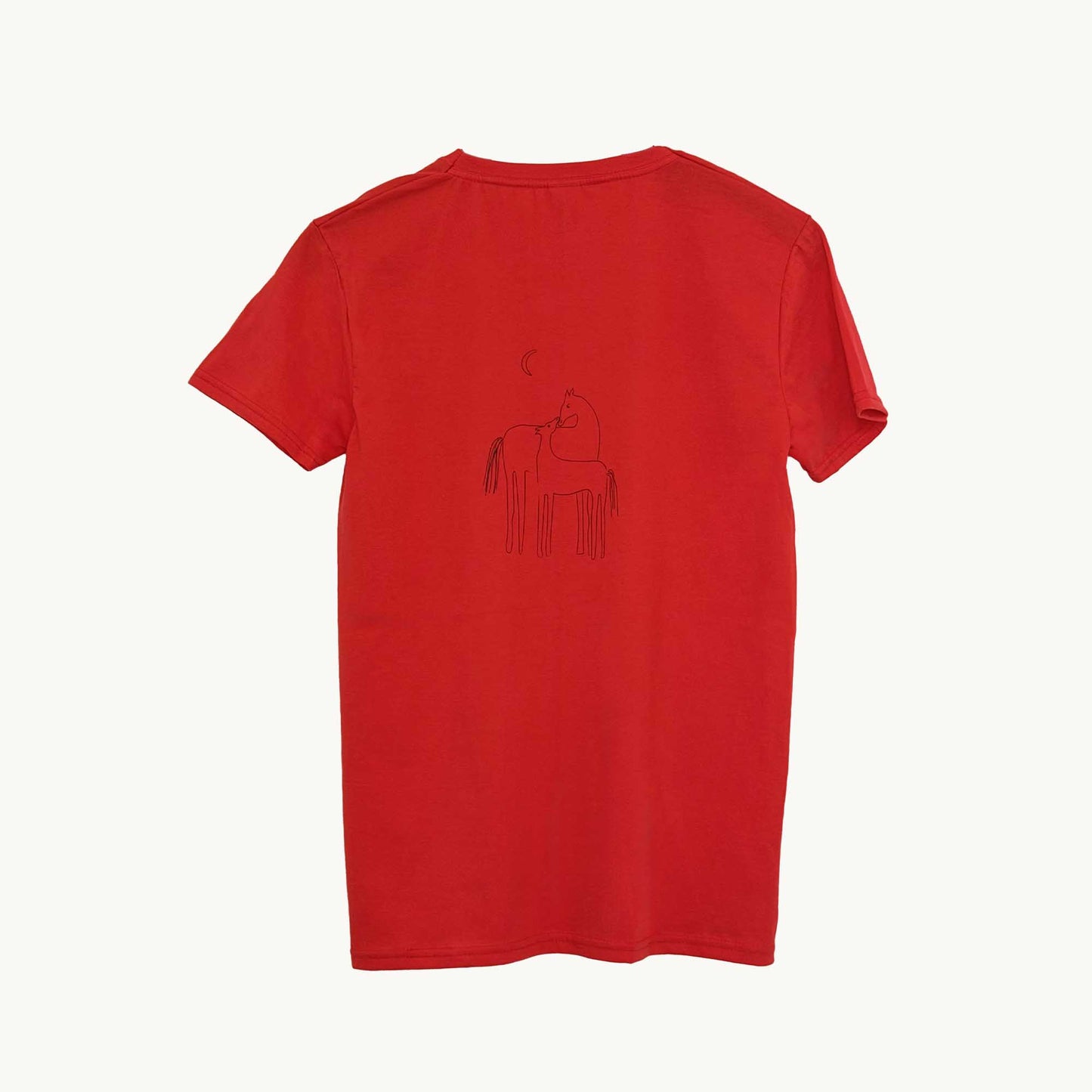 Rød tee - hest med føl - voksen
