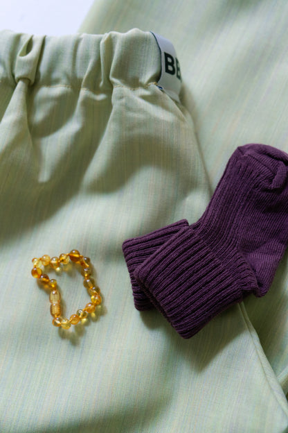 Rib strømper i bomuld - Grape Skin