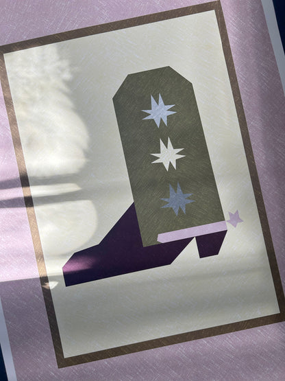 Cowboy boot plakat 50 X 70 cm - Rosa