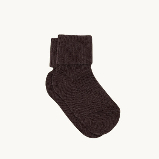 Rib strømper i bomuld - Dark Brown